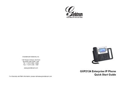 Grandstream GXP2124 IP Phone Quick Start Guide - cover page