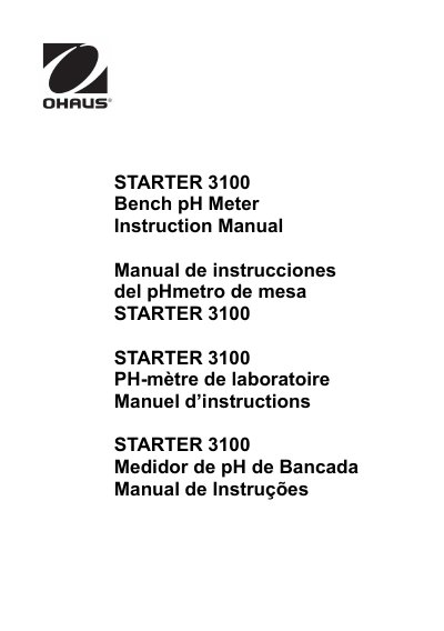 OHAUS STARTER 3100 Bench pH Meter Instruction Manual - cover page