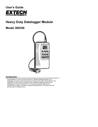 Extech 380340 Datalogger Module User's Guide - cover page