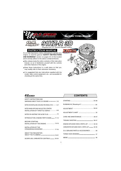 O.S. 91HZ-R 3D Engine Instruction Manual - cover page