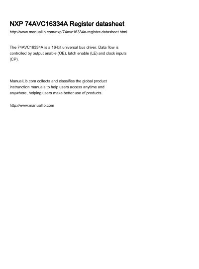 Philips 74AVC16334A 16-bit Registered Driver Datasheet - cover page
