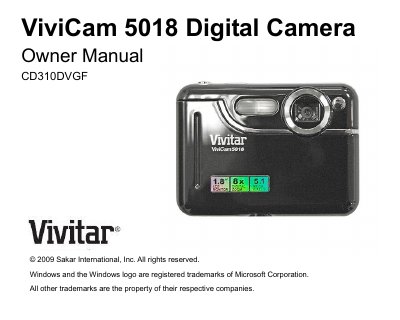 ViviCam 5018 Digital Camera Owner Manual - cover page