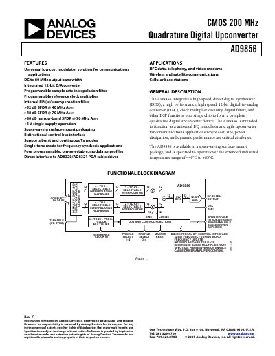 Analog Devices AD9856 Datasheet Handbook Rev C - cover page
