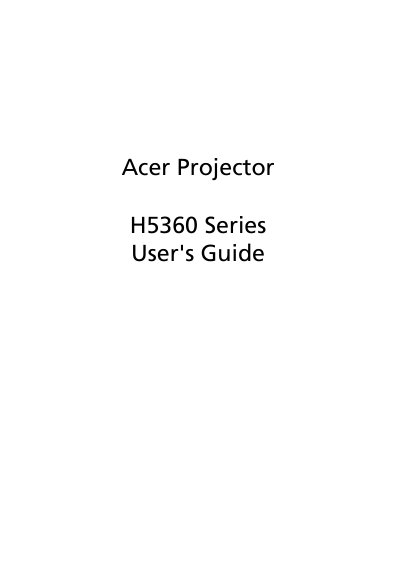Acer H5360 Projector User's Guide