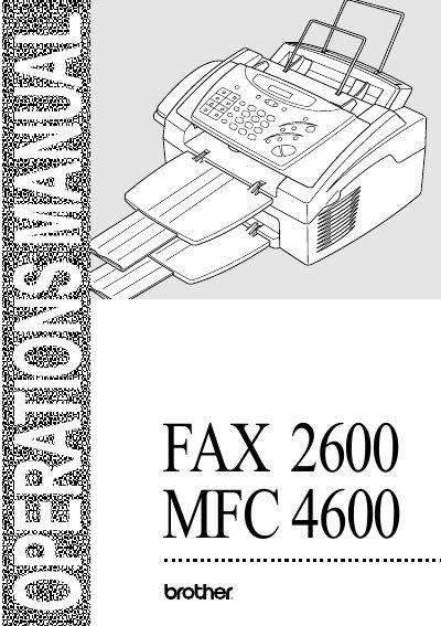 Brother FAX 2600 MFC 4600 Operations Manual - cover page
