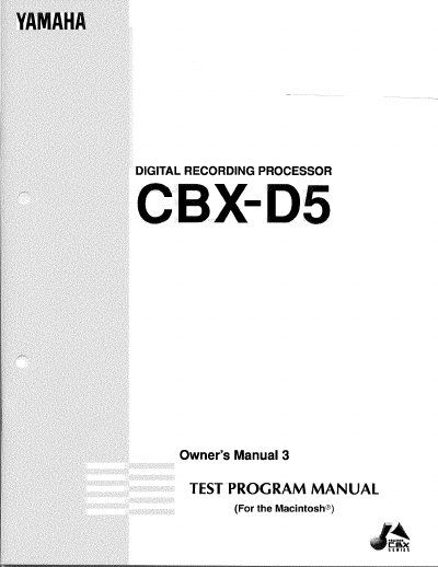Yamaha CBX-D5 Digital Recording Processor System Setup Guide - cover page