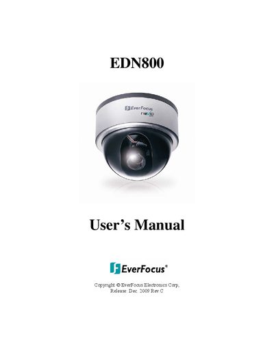 EverFocus EDN800 IP Network Camera User's Manual - cover page