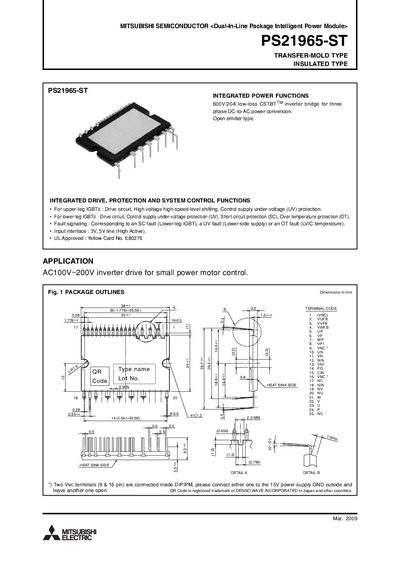 Mitsubishi PS21965-ST Intelligent Power Module User Manual - cover page