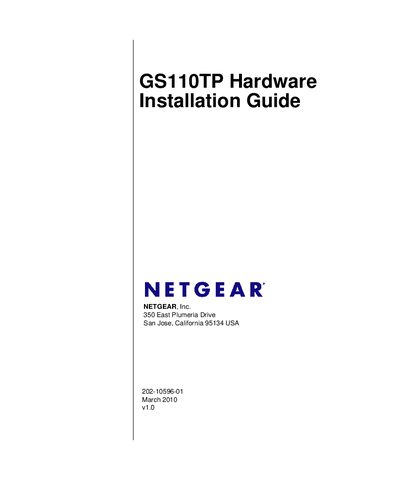 NETGEAR GS110TP Hardware Installation Guide - cover page