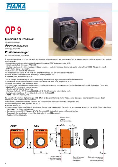 FIAMA OP 9 Position Indicator Technical Data Sheet - cover page