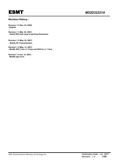 ESMT M52D32321A Synchronous DRAM Datasheet - cover page