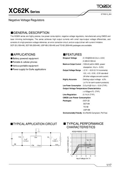 Torex XC62K Series Datasheet - cover page