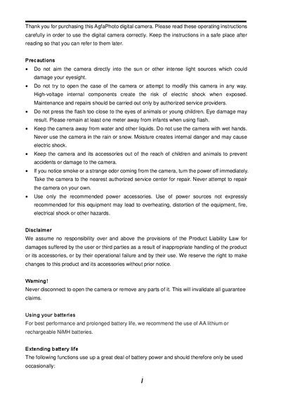 AgfaPhoto DC-830i Digital Camera User Manual - cover page