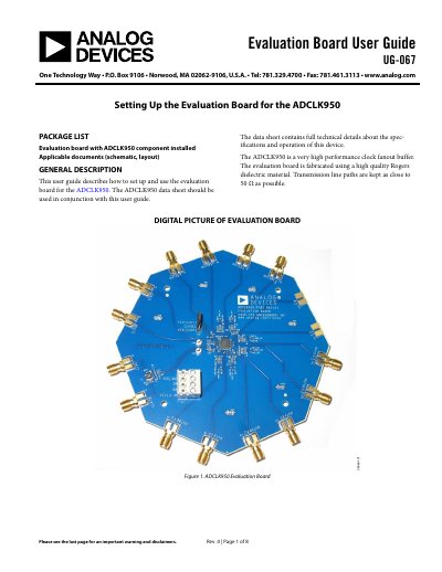 Analog Devices ADCLK950 Evaluation Board User Guide UG-067