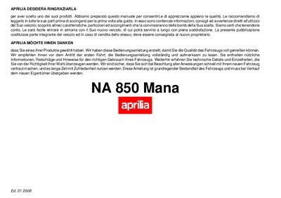 aprilia NA 850 Mana Manual(12) - cover page