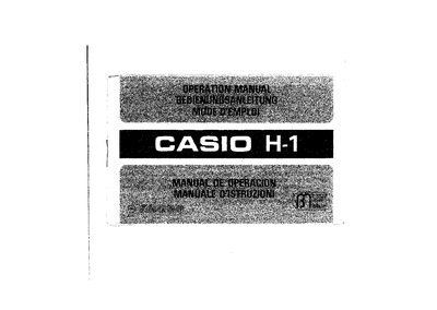 Casio H-1 Calculator Manual - cover page