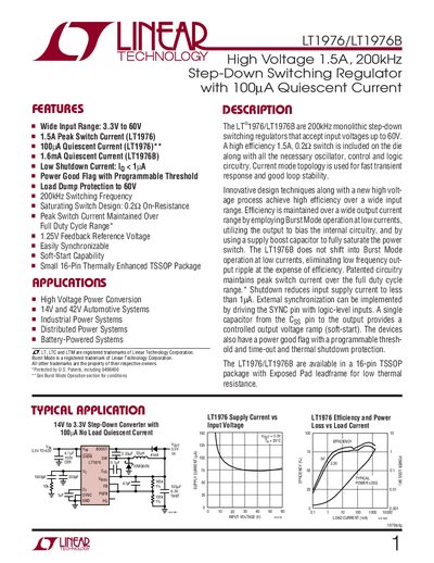 Linear Technology LT1976/LT1976B Step-Down Switching Regulator Datasheet