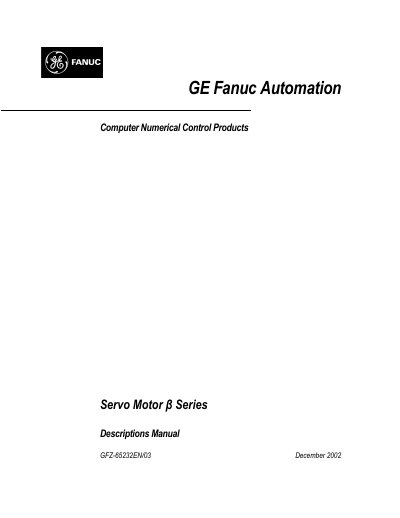 GE Fanuc Automation β Series Servo Motor Descriptions Manual