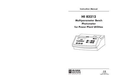 Hanna Instruments HI 83212 Multiparameter Bench Photometer Instruction Manual - cover page