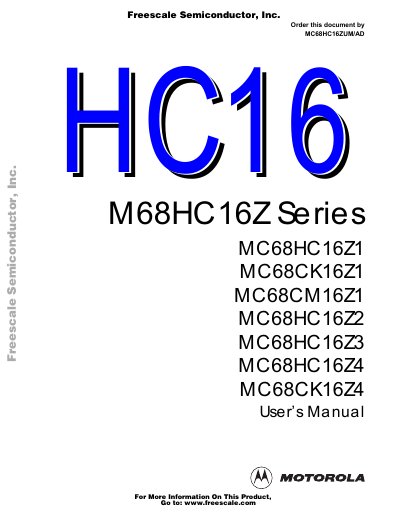 Freescale M68HC16Z Series User Manual