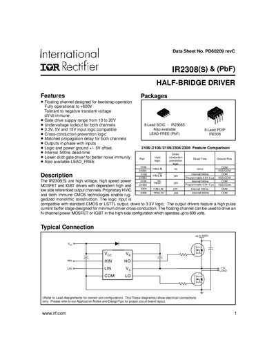 International Rectifier IR2308 Datasheet - cover page