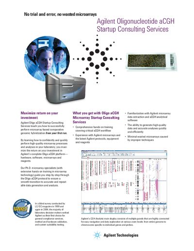 Agilent Oligo aCGH Startup Consulting Services Overview - cover page