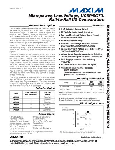 MAXIM MAX985/MAX986/MAX989/MAX990/MAX993/MAX994 Manual - cover page