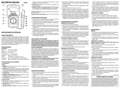 Actron CP7849 Analog Multimeter User Manual - cover page