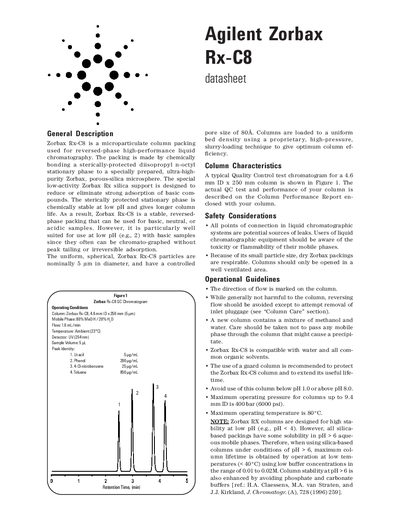 Agilent Zorbax Rx-C8 Column Packing Datasheet - cover page