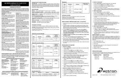 Actron CP7672 Digital Multimeter User Guide - cover page