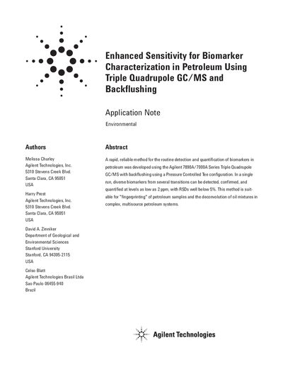 Agilent 7890A/7000A Series Triple Quadrupole GC/MS Backflushing Application Note