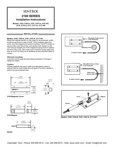 Clearwater Tech 2100 Series Installation Instructions - cover page