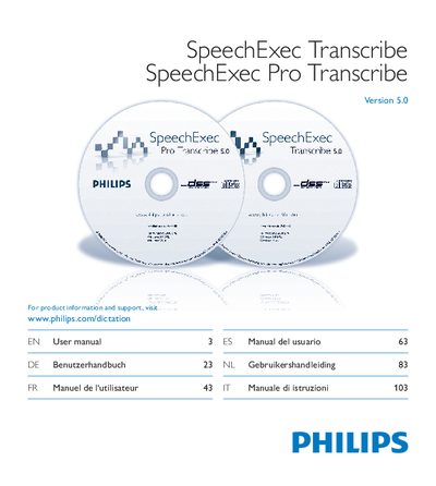 Philips SpeechExec Pro Transcribe User Manual - cover page