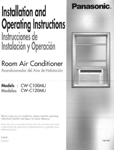 Panasonic CW-C100MU/CW-C1200MU installation Manual - cover page