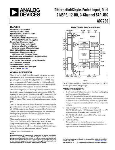 Analog Devices AD7266 Datasheet - cover page