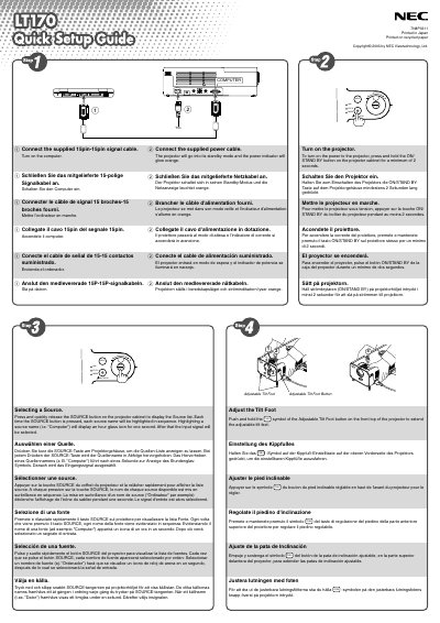 NEC LT170 Quick Start Guide