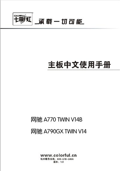 Colorful WangChi A770 TWIN V14B / A790GX TWIN V14 Motherboard User Manual - cover page