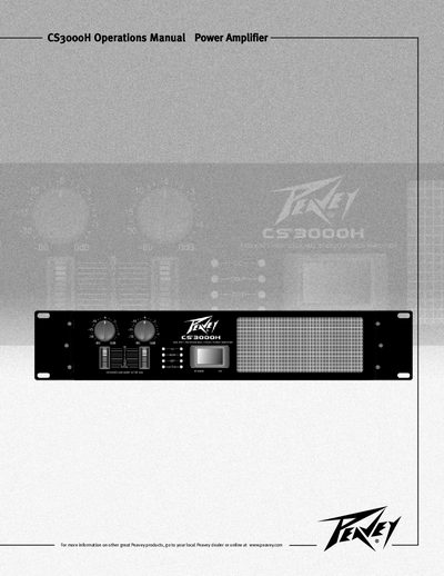 Peavey CS3000H Power Amplifier User Manual - cover page
