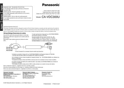 Panasonic CA-VDC300U Direct Cable for iPod with Video User Manual - cover page
