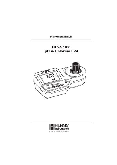 Hanna Instruments HI 96710C pH & Chlorine ISM Instruction Manual - cover page