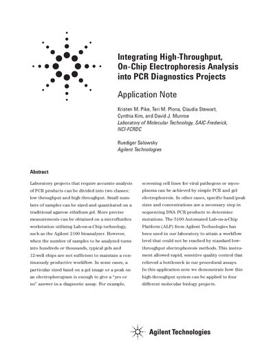 Agilent 5100 Automated Lab-on-a-Chip Platform Application Note - cover page
