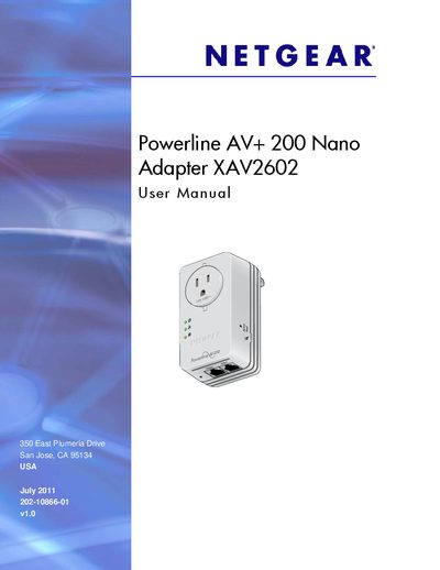 Netgear XAV2602 Powerline AV+ 200 Nano Adapter User Manual - cover page
