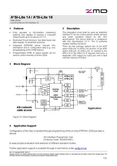 ZMD A2SI-Lite 14 / A2SI-Lite 16 Datasheet - cover page