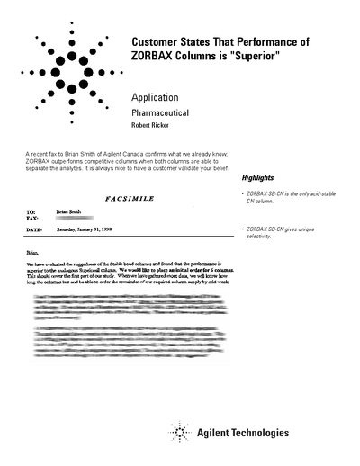 Agilent ZORBAX SB-CN Column Application Note - cover page