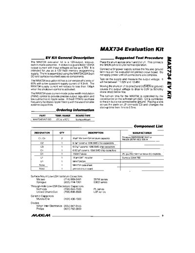 MAXIM max735 evaluation kit Manual - cover page