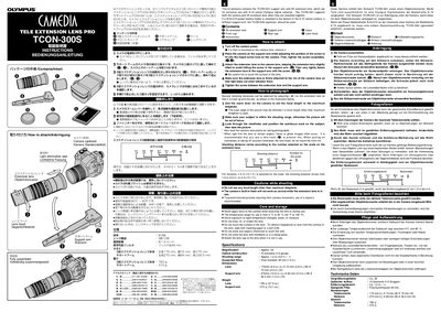 Olympus TCON-300S Tele Extension Lens Pro Instructions - cover page