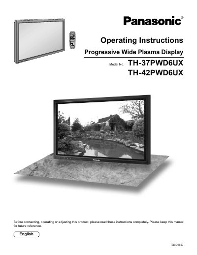 Panasonic TH-37PWD6UX Plasma Display Operating Instructions - cover page