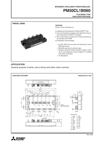 Mitsubishi PM50CL1B060 Intelligent Power Module Datasheet - cover page
