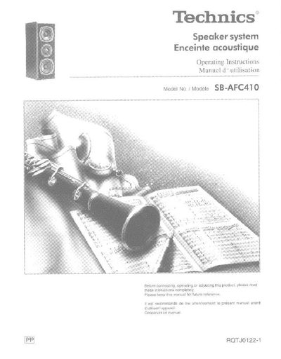 Technics SB-AFC410 Speaker System Operating Instructions - cover page