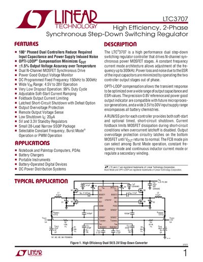 Linear Technology LTC3707 Datasheet - cover page